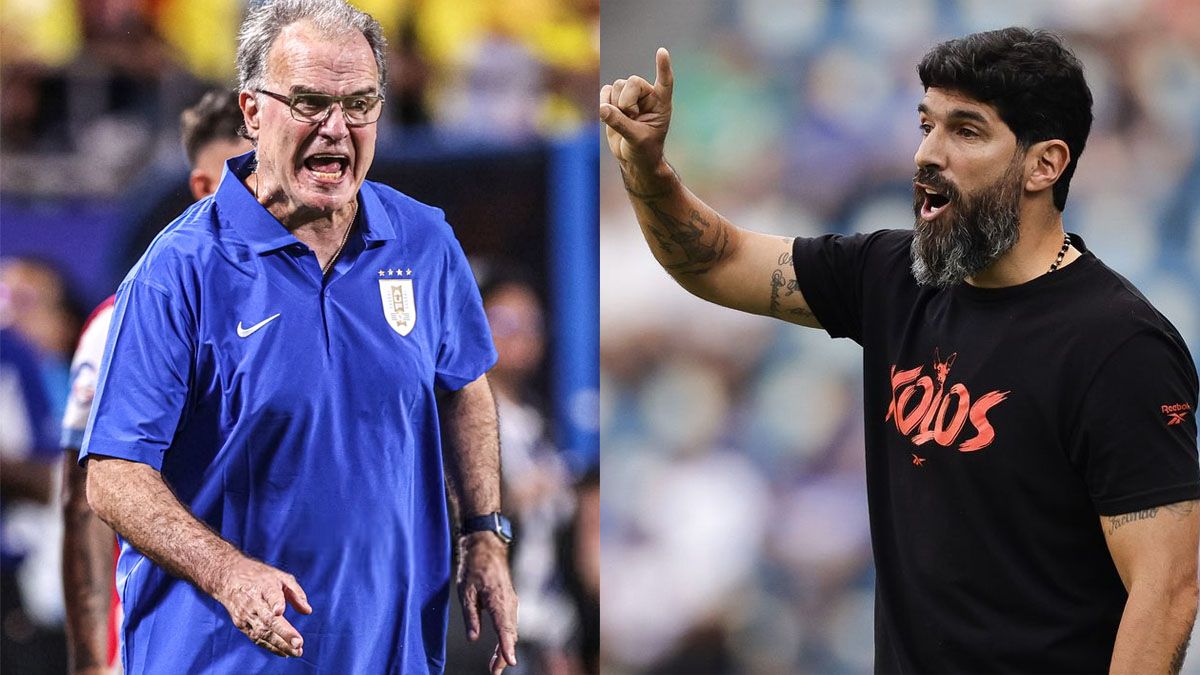 Marcelo Bielsa y el Loco Abreu.
