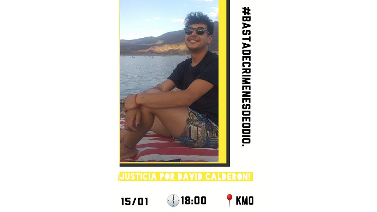 Este es el afiche que distribuyó la familia de David Calderón para concentrarse en el el microcentro y realizar una marcha pidiendo justicia y el esclarecimiento del crimen del joven.
