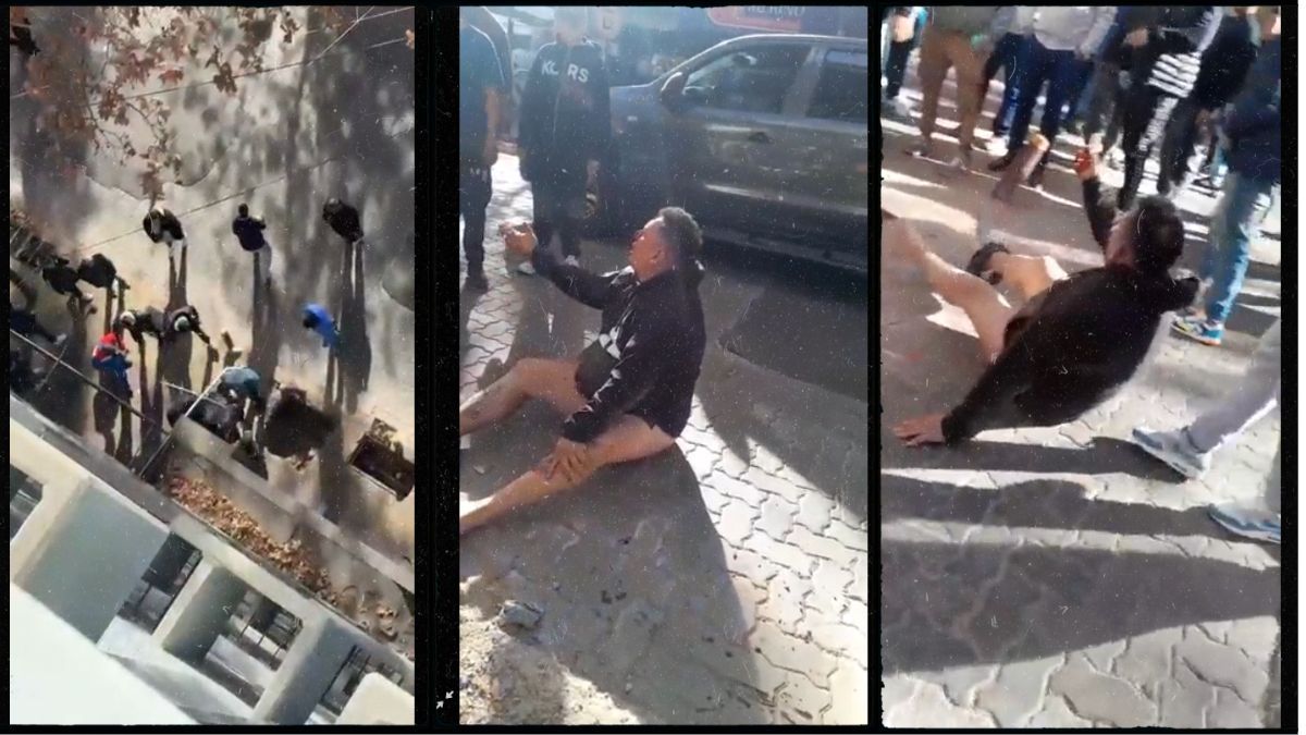 Secuencia de un video que tomó una cámara de seguridad, en la que se ve al sospechoso tirado en el piso con la cara llena de sangre. Secuencia de un video que tomó una cámara de seguridad, en la que se ve al sospechoso tirado en el piso con la cara llena de sangre.