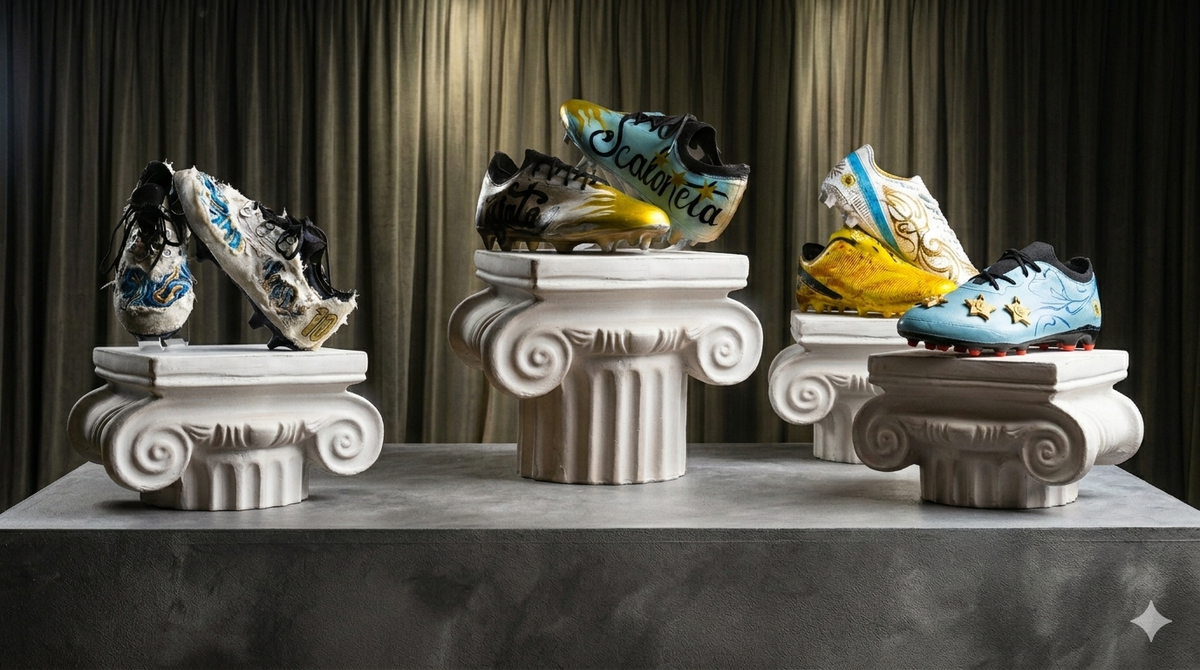 Estudiantes de la carrera de Diseño de la Universidad de Mendoza intervinieron 22 pares de botines para regalarlos a los jugadores de la Selección Argentina en vísperas del Mundial de Fútbol 2026.&nbsp;