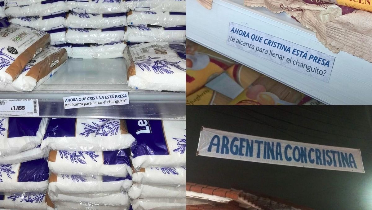 Carteles en las góndolas de los supermercados. Carteles en las góndolas de los supermercados.