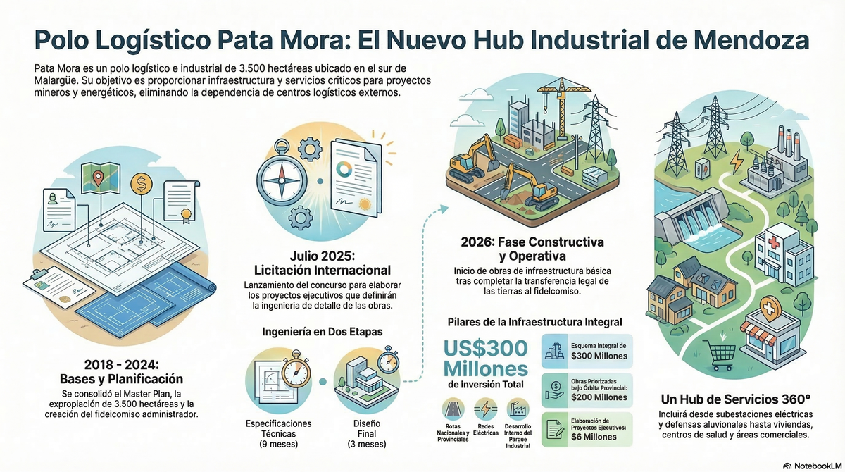 Los detalles del polo logístico Pata Mora que pretende el Gobierno para el desarrollo industrial en el límite con Neuquén. Los detalles del polo logístico Pata Mora que pretende el Gobierno para el desarrollo industrial en el límite con Neuquén.