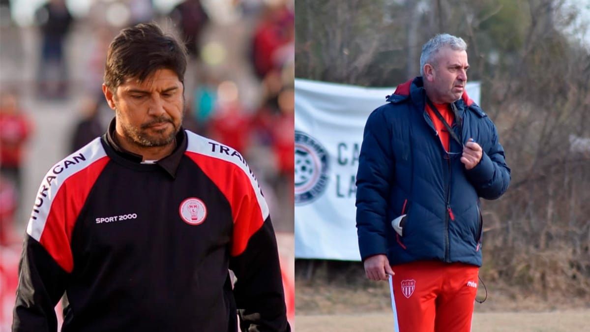 Alejandro Abaurre el DT de Huracán Las Heras y Víctor Zwenger, el entrenador de San Martín. Alejandro Abaurre el DT de Huracán Las Heras y Víctor Zwenger, el entrenador de San Martín.