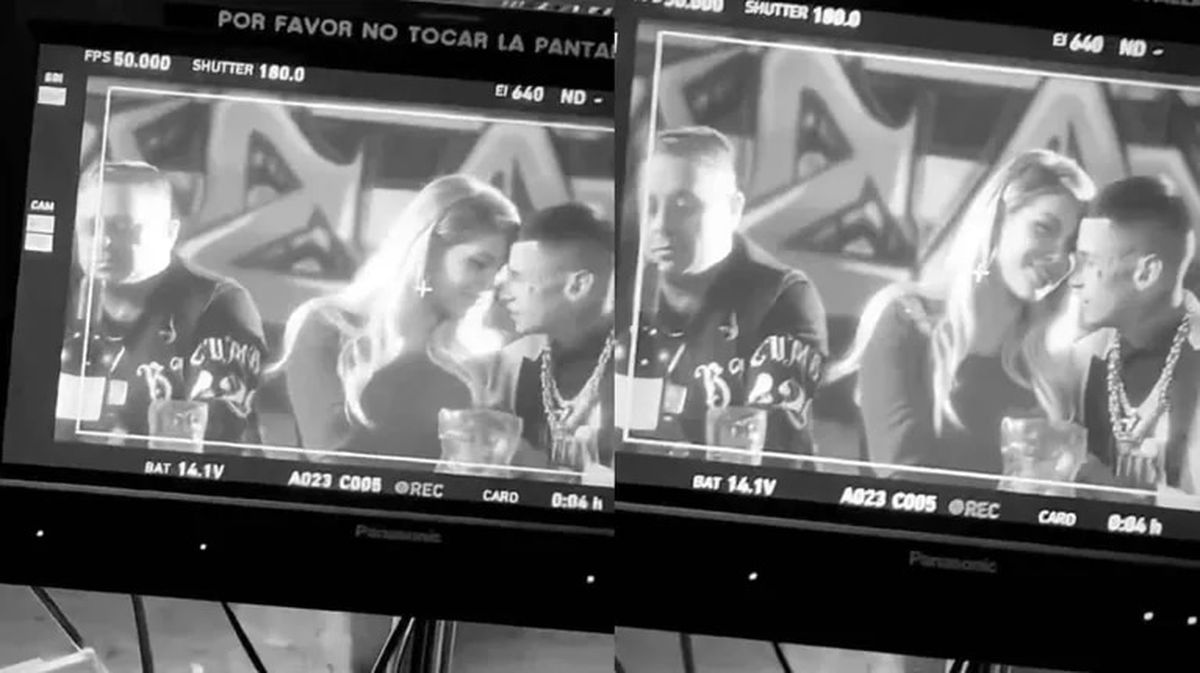 La foto de L-Gante y Wanda Nara a punto de besarse. Sería parte del video El último romántico.