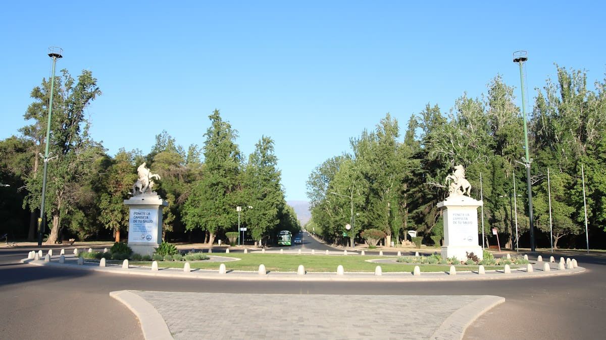 Solo colectivos y muy pocos vehículos se vieron circular por el interior del parque San Martín.