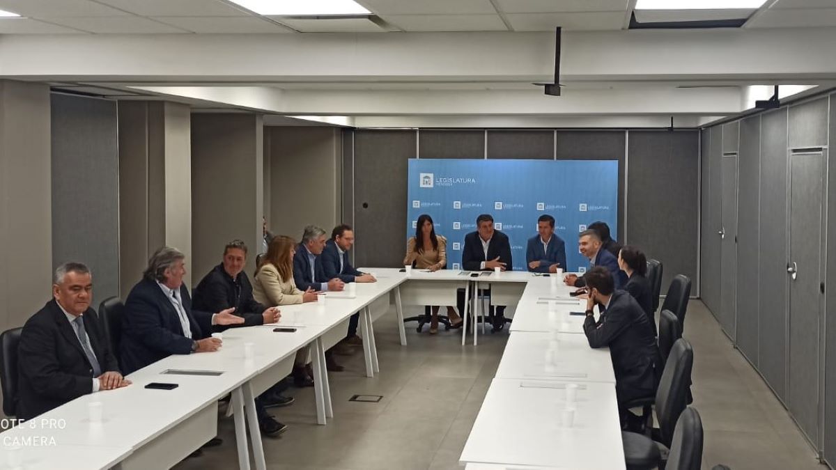 En total, 12 legisladores y el vicegobernador participaron del encuentro. En la cabecera, Abed, Eisenchlas y Lombardi.