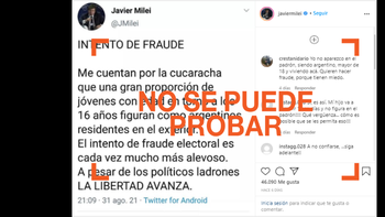 Por qué no tiene sustento la denuncia de presunto fraude de Javier Milei
