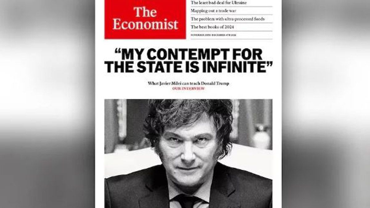 La tapa de The Economist con la imagen de Javier Milei y la frase mi desprecio por el Estado es infinito.