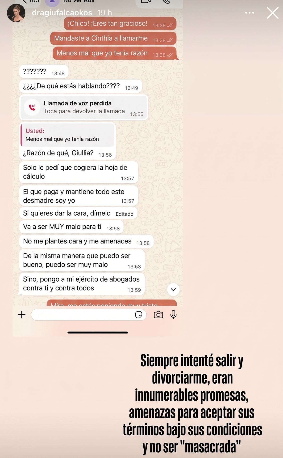 Las pruebas que enseñó la cirujana dental en su cuenta de Instagram. Imagen traducida por IA Las pruebas que enseñó la cirujana dental en su cuenta de Instagram. Imagen traducida por IA