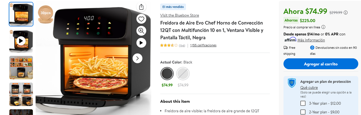 Freidora de aire de oferta en Walmart. Freidora de aire de oferta en Walmart.