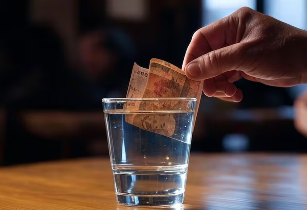 Con este eficaz truco casero del vaso de agua te darás cuenta si un billete es falso