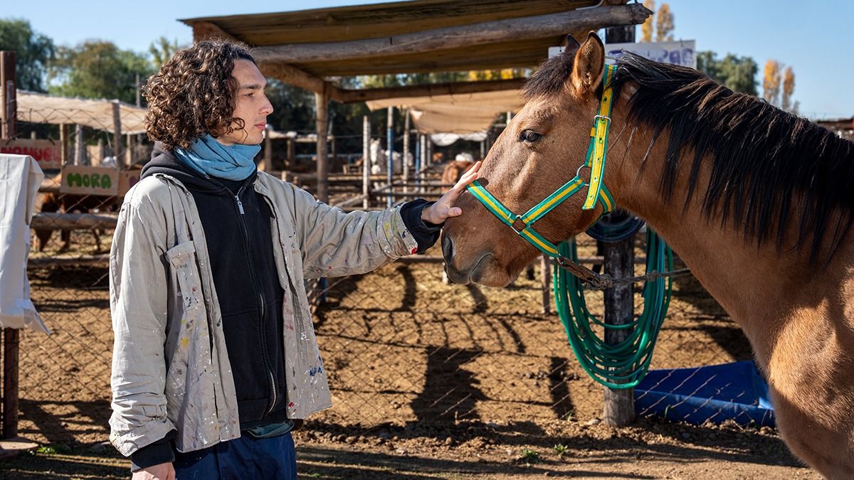 Benicio Mutti Spinetta pintó una obra in situ, rodeado de caballos en el refugio de la Fundación Pempa. Benicio Mutti Spinetta pintó una obra in situ, rodeado de caballos en el refugio de la Fundación Pempa.