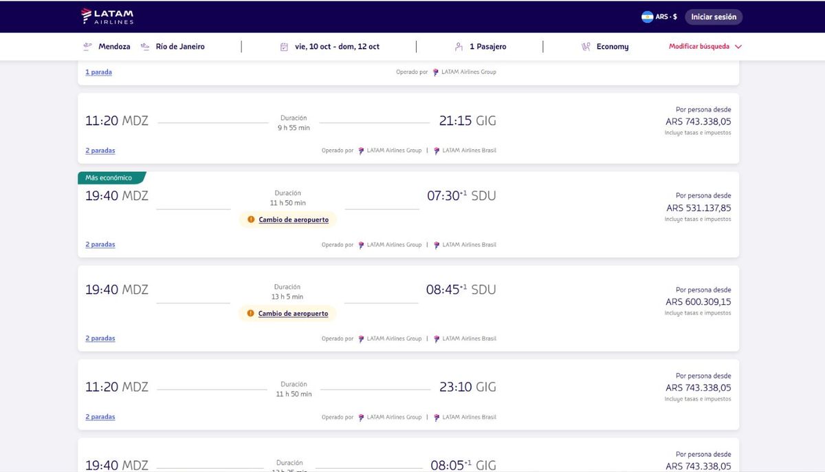 Viajar de Mendoza a Río de Janeiro, ida y vuelta con Latam Airlines. Viajar de Mendoza a Río de Janeiro, ida y vuelta con Latam Airlines.