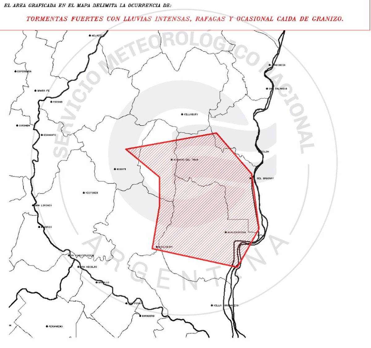 El Servicio Meteorológico Nacional emitió esta alerta a último momento. El Servicio Meteorológico Nacional emitió esta alerta a último momento.