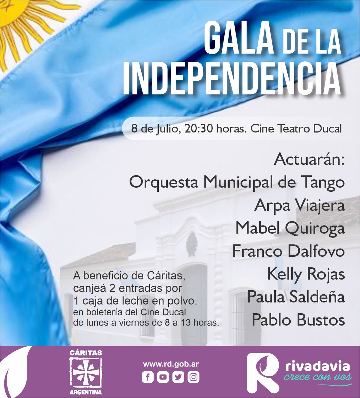 La municipalidad de Rivadavia realizará una gala de la Independencia.