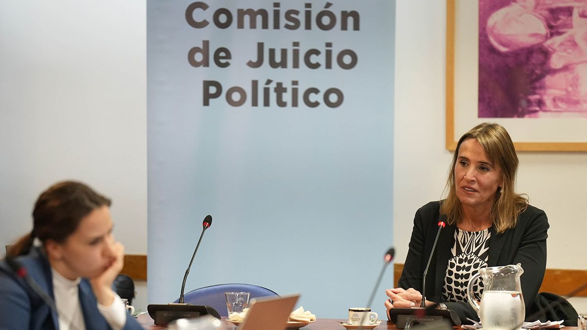 Isabel López Alduncin declara como testigo en la comisión de Juicio Político de la Cámara de Diputados.