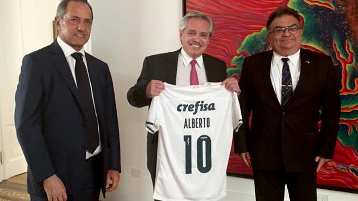 Daniel Scioli, el presidente Fernández y Flavio Viana Rocha.