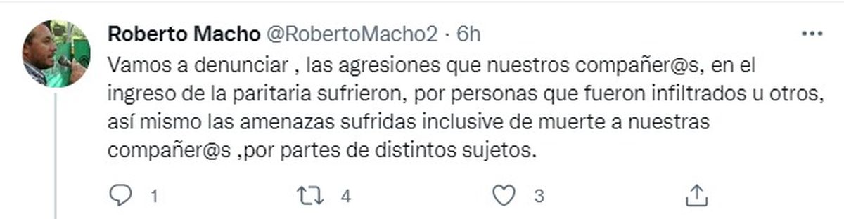Macho también denunció agresiones por parte de