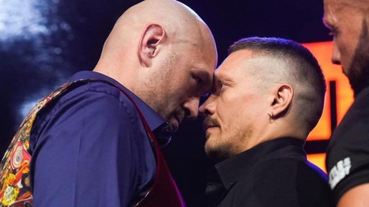 Cara a cara. Tyson Fury y Oleksnadr Usik se enfrentan para ver quien es el mejor pesado del momento.