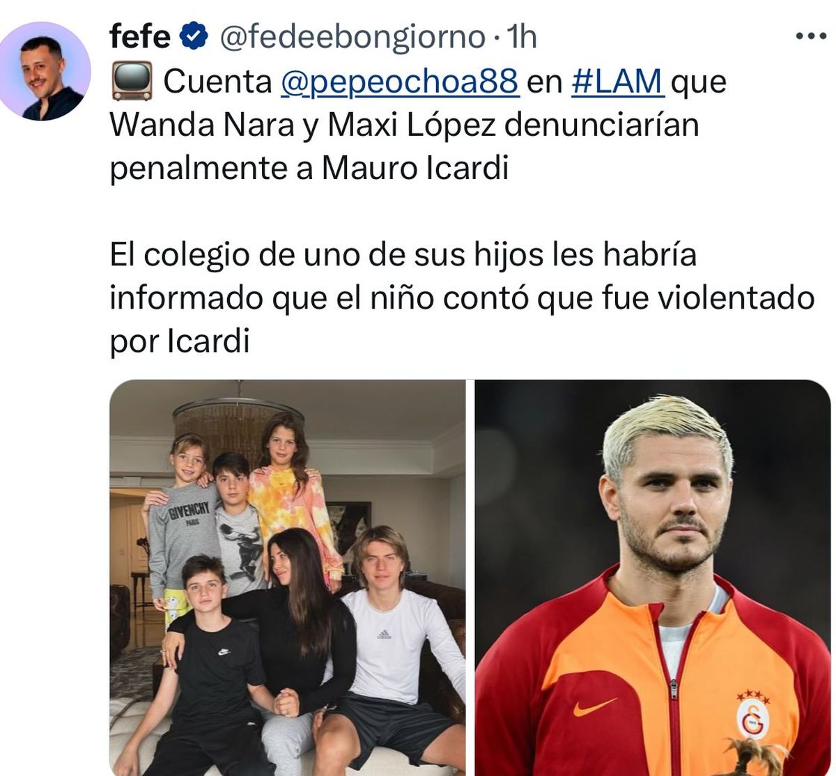 Desgarradores acusaciones del hijo de Wanda Nara contra Mauro Icardi: "Me pegaba en la cabeza". Desgarradores acusaciones del hijo de Wanda Nara contra Mauro Icardi: "Me pegaba en la cabeza".