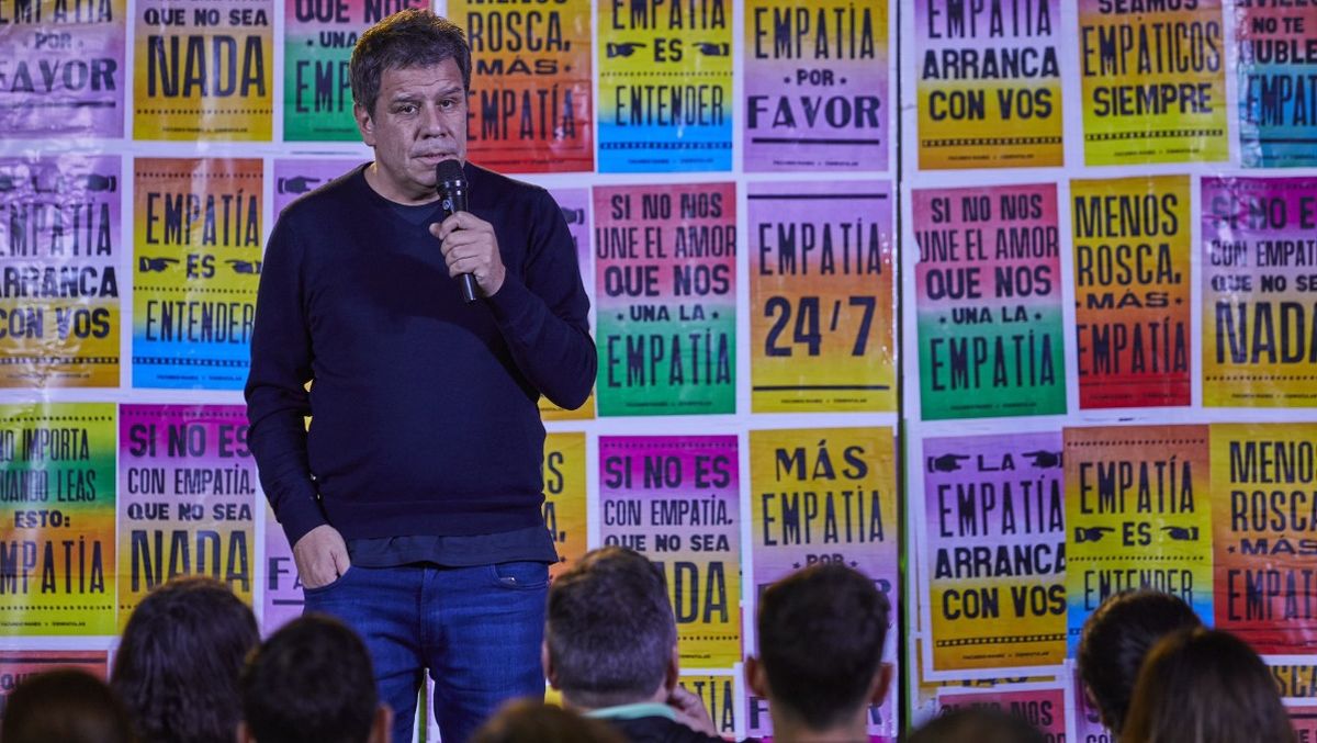 Facundo Manes durante uno de sus mitines recientes, donde suele hacer eje en la