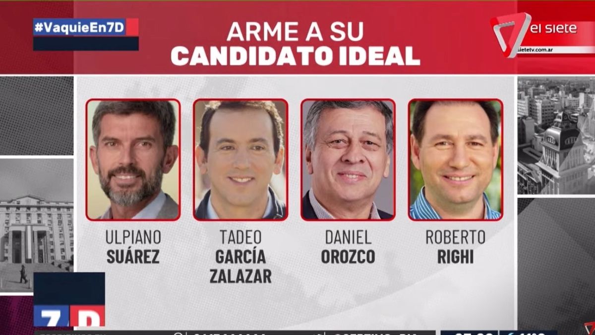 Sonrientes. Ulpiano Suarez; Tadeo García Zalazar; Daniel Orozco y Roberto Righi fueron el menú de candidatos que le ofrecieron a Vaquié.