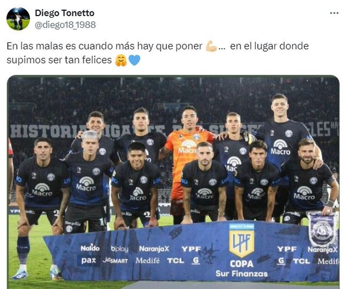 El posteo de Diego Tonetto de volver a jugar en el Mario Kempes. El posteo de Diego Tonetto de volver a jugar en el Mario Kempes.