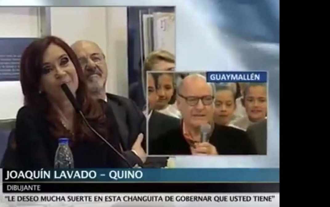 El día que Quino le deseó suerte a Cristina en la changuita de gobernar.