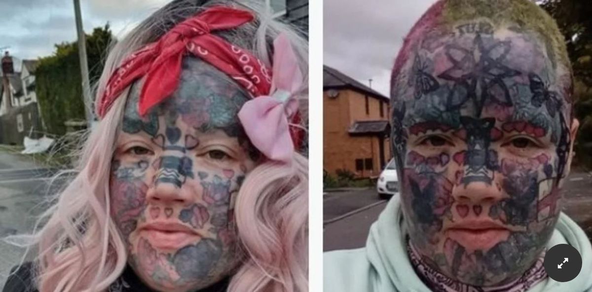 Adicta al tatoo. No la dejaron ir a la fiesta del colegio de su hijo por estar muy tatuada.