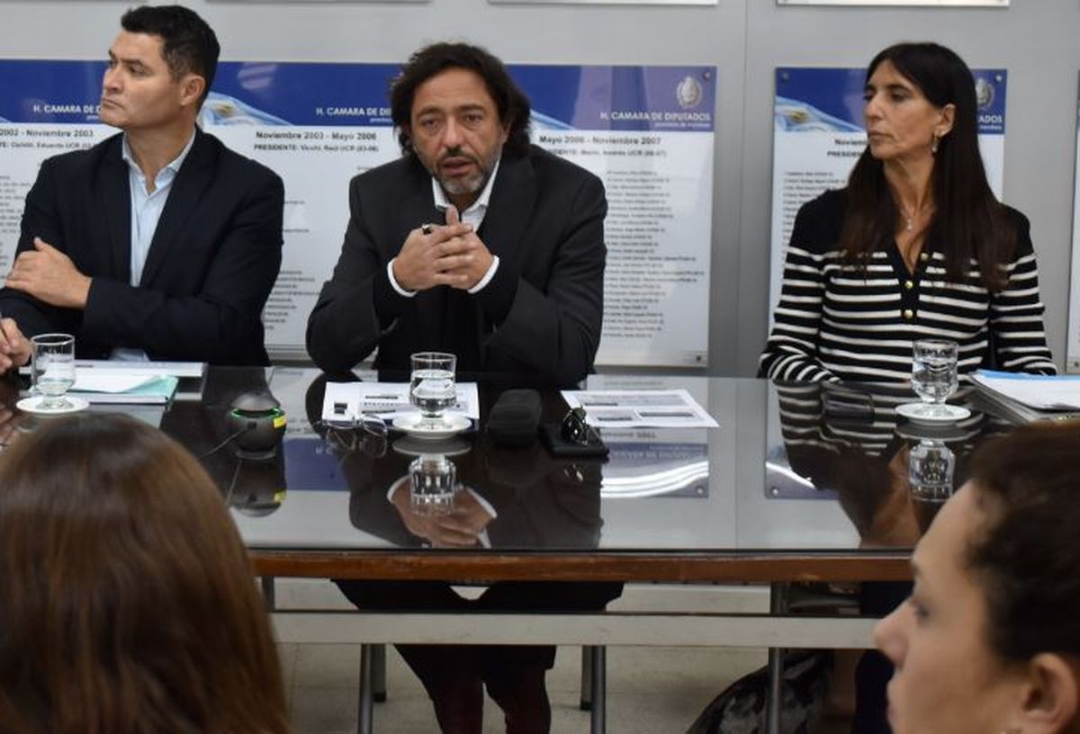 Momento de la presentación del presupuesto de Fiscalía de Estado, a cargo de Fernando Simón. A su izquierda, Natacha Eisenchlas.