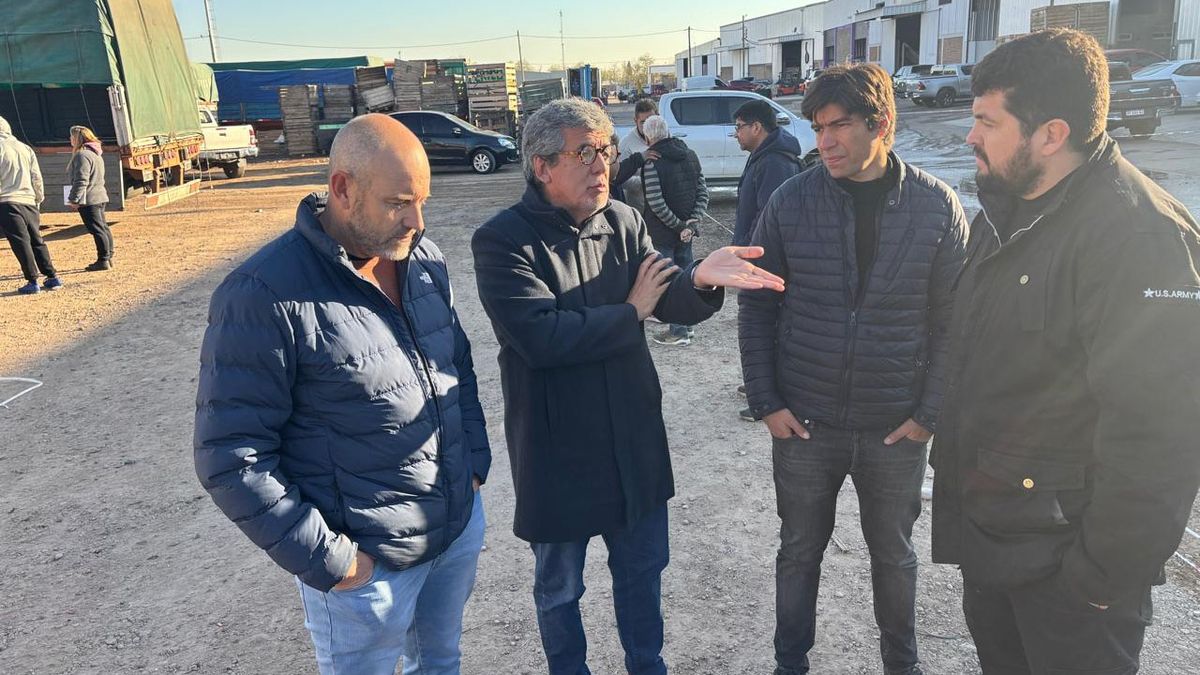 Antonio Giménez, junto a Sergio Moralejo, director de Agricultura y Ganadería, junto a otros productores y Anael Carrasco, de la Unión Frutihortícola de Mendoza. Antonio Giménez, junto a Sergio Moralejo, director de Agricultura y Ganadería, junto a otros productores y Anael Carrasco, de la Unión Frutihortícola de Mendoza.