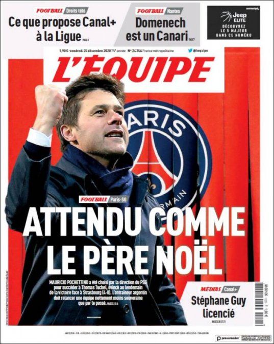 Mauricio Pochettino en el PSG: Esperado como Papá Noel, según L'Equipe.