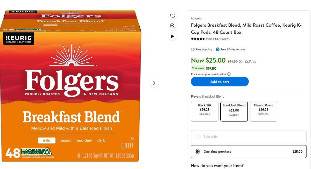 La oferta de café de Walmart. La oferta de café de Walmart.