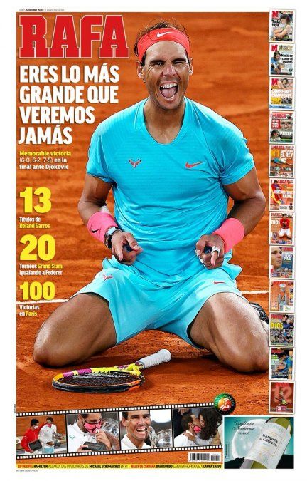 El diario Marca homenajeó en su tapa a Rafael Nadal.