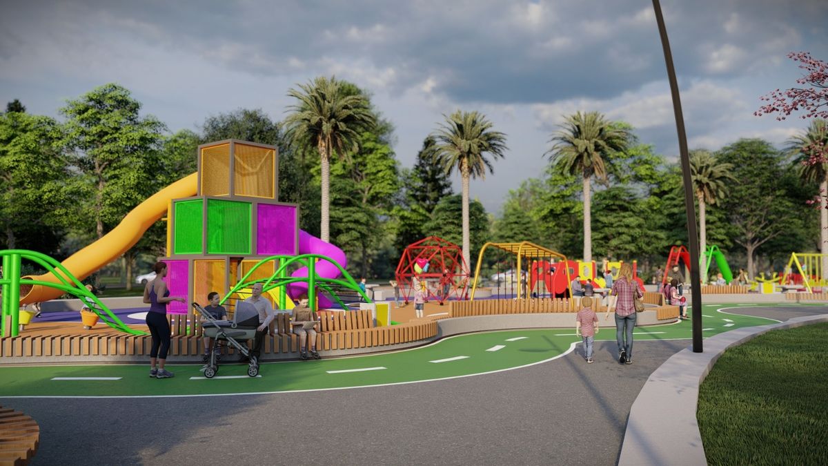 El área de juegos que proyecta el Gobierno en la zona de la Calesita en el parque San Martín. El área de juegos que proyecta el Gobierno en la zona de la Calesita en el parque San Martín.