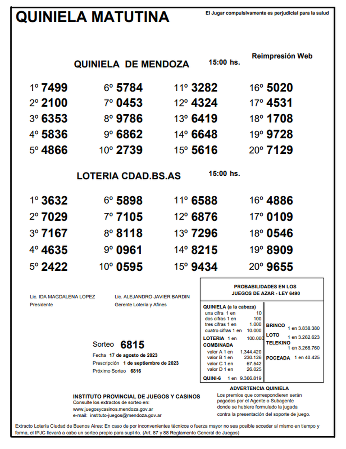 Resultados Quiniela Matutina 17 de agosto del 2023. Resultados Quiniela Matutina 17 de agosto del 2023.