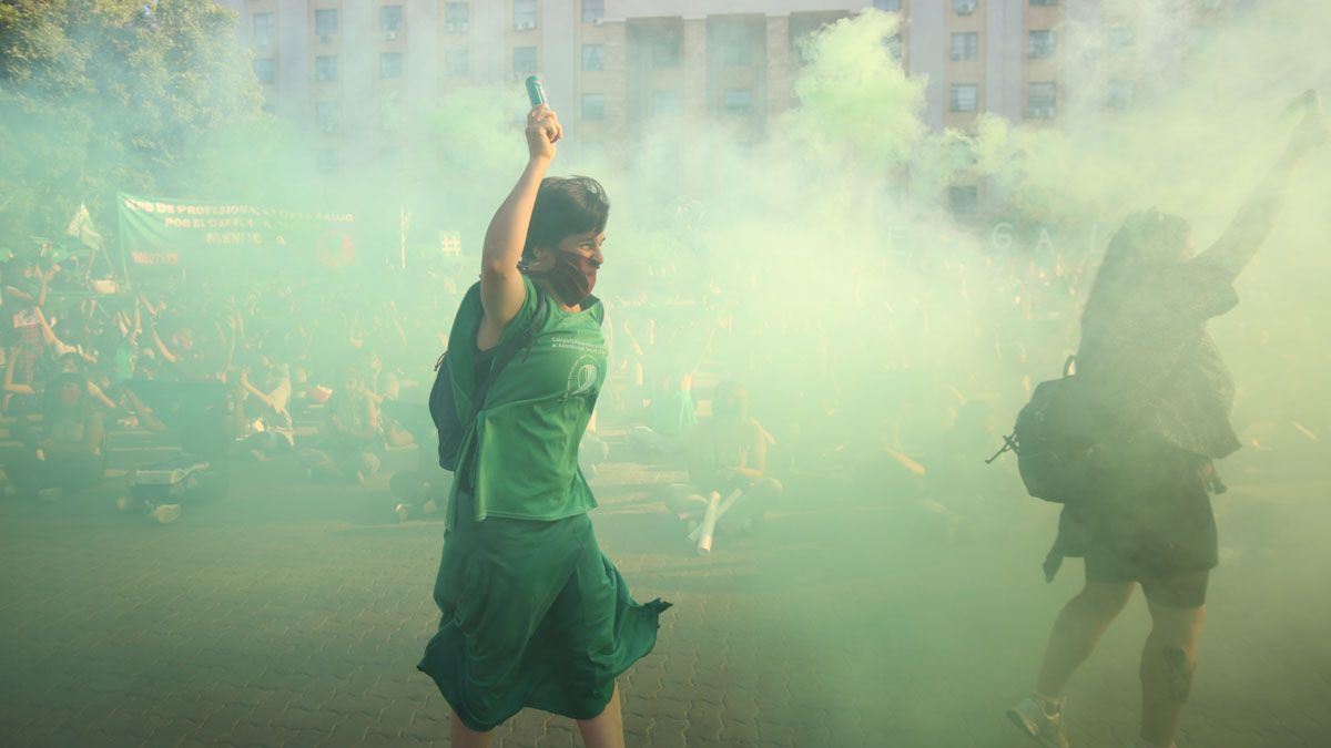 Manifestantes en Mendoza a favor del aboto legal.&nbsp;