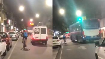 Jugaba una carrera en su bicicleta contra un auto y casi termina de forma trágica