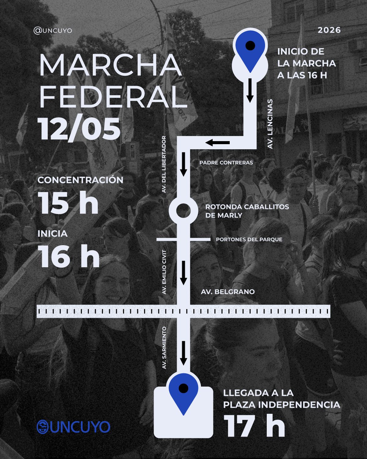 El recorrido de la cuarta marcha federal universitaria. El recorrido de la cuarta marcha federal universitaria.