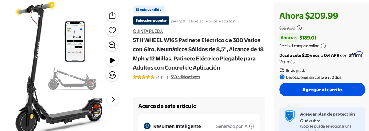 Scooter eléctrico de oferta en Walmart. Scooter eléctrico de oferta en Walmart.