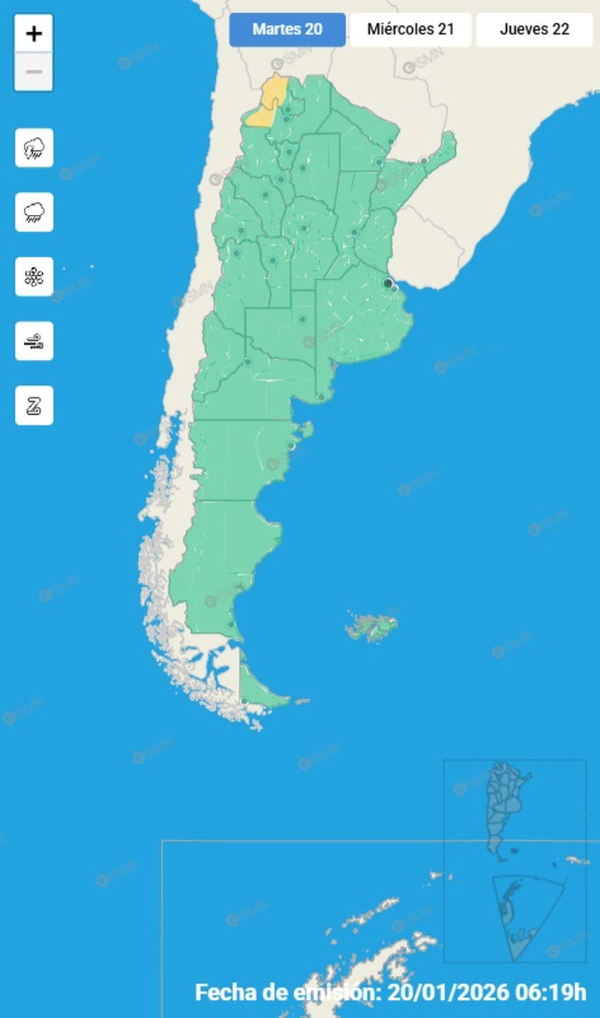 Estas son las provincias en alerta por fuertes tormentas.