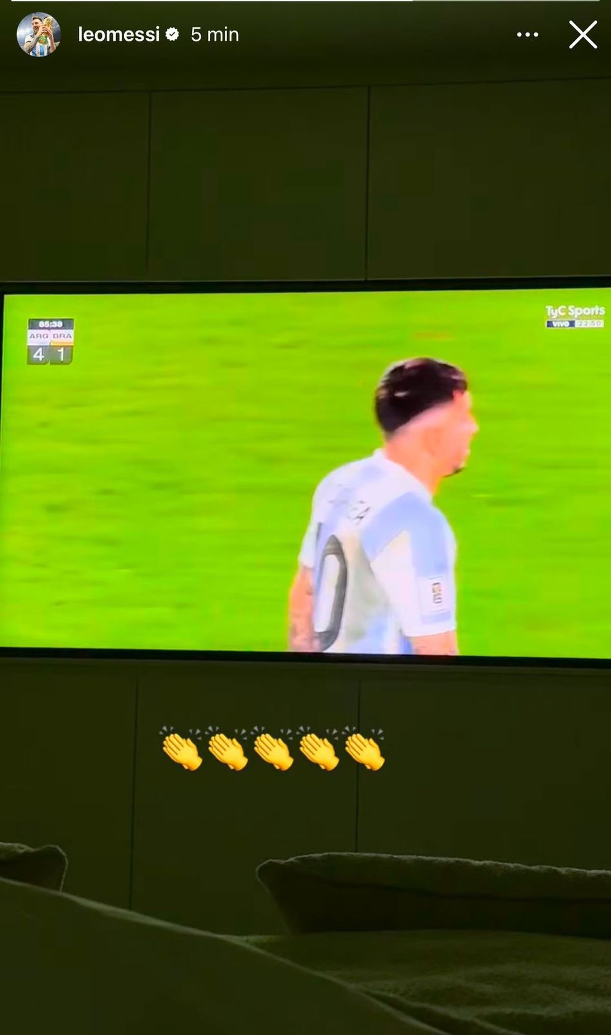 Una de las historias que publicó Lionel Messi en su Instagram. 