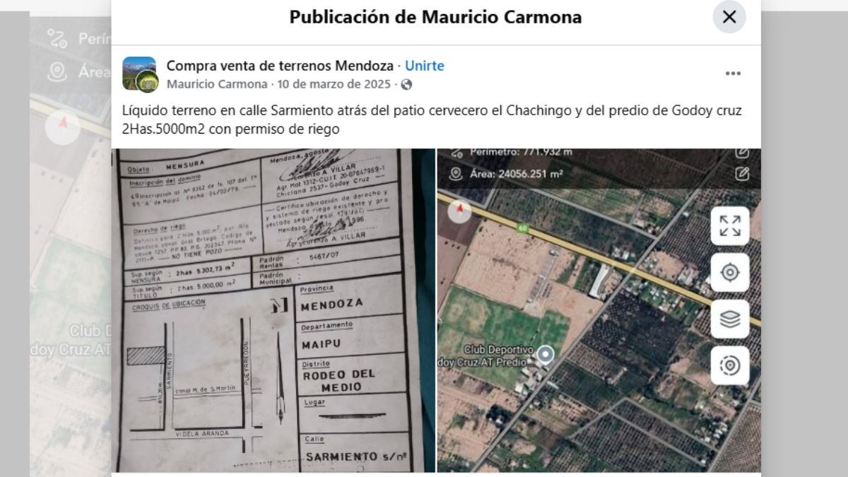 Otro de los terrenos que publicaba el estafador en su perfil falso.