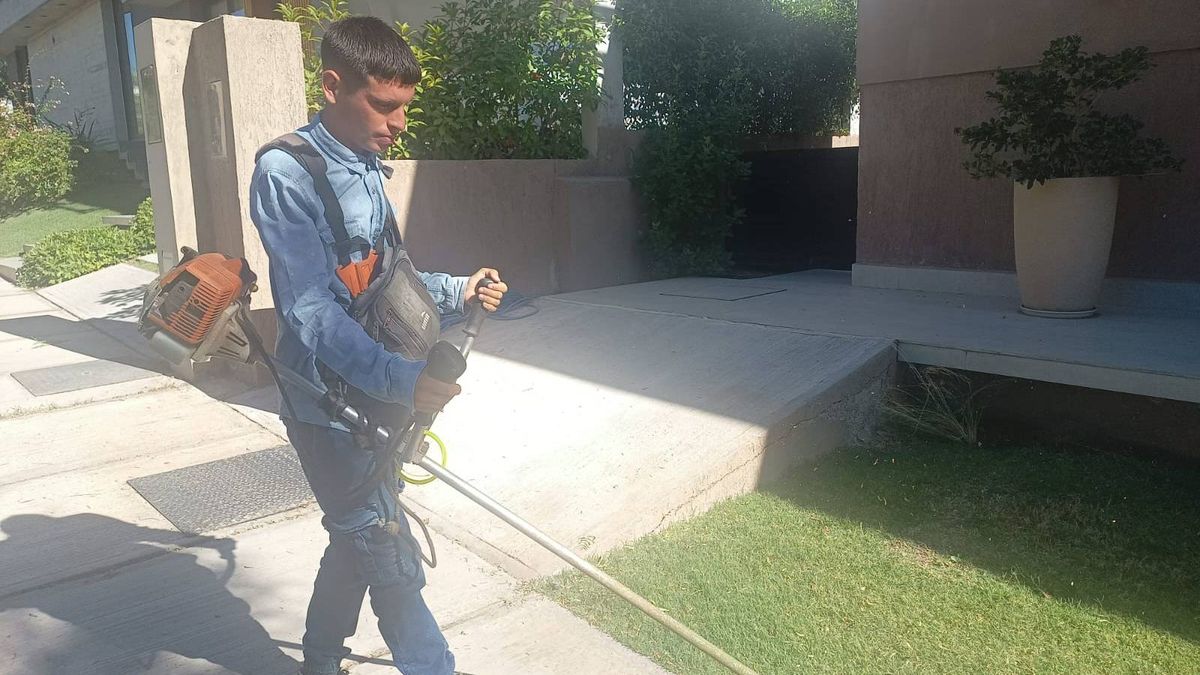 Enzo lleva siete años como jardinero y soporta el calor como puede. Enzo lleva siete años como jardinero y soporta el calor como puede.