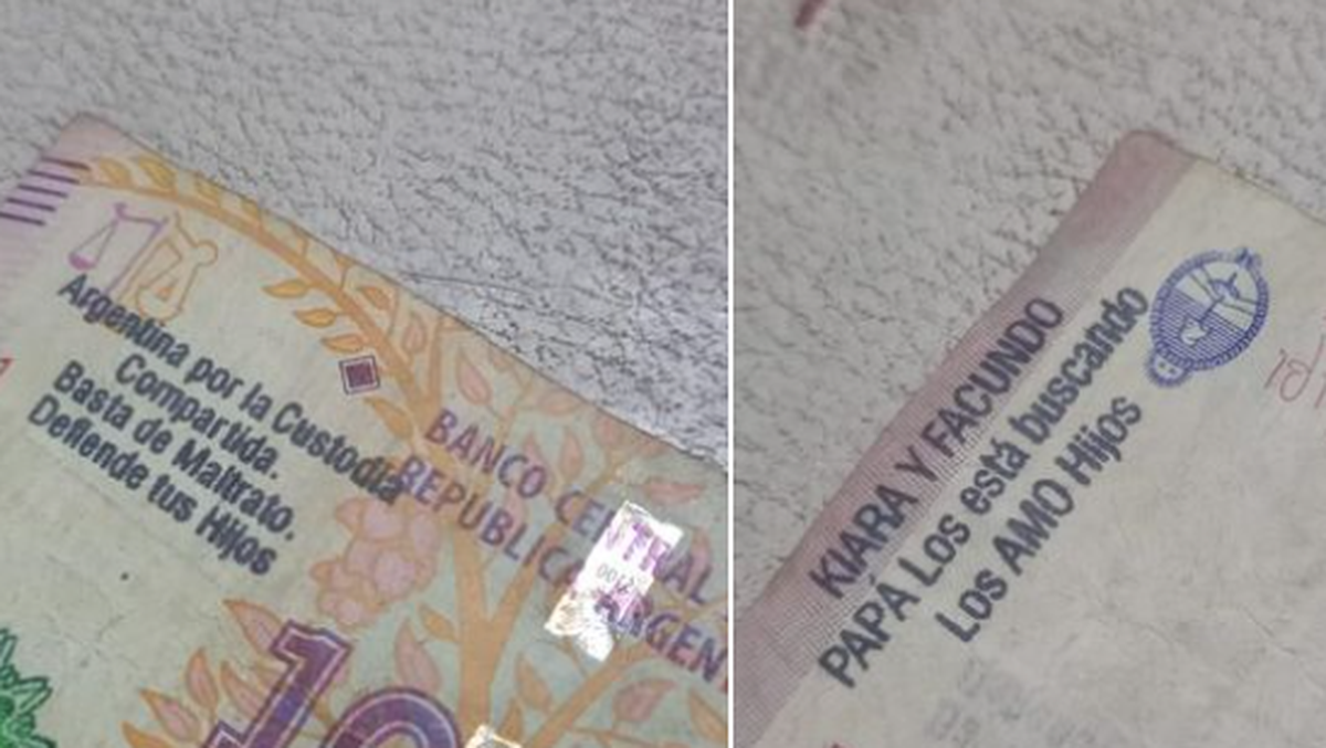 Desesperado mensaje de un papá en un billete de 100 pesos: los estoy buscando