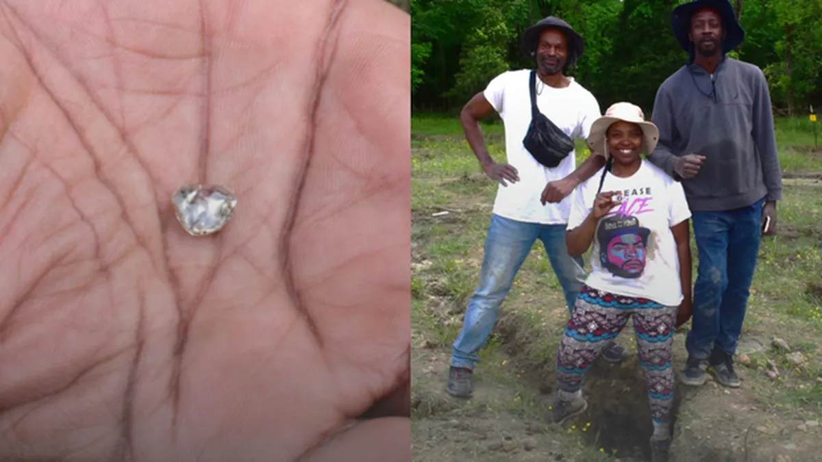 El enorme diamante que encontró la afortunada mujer en un parque de Estados Unidos. Imagen:&nbsp;Arkansas State Parks﻿
