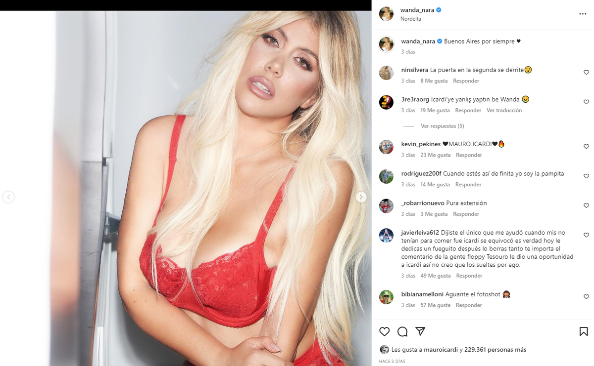 El posteo de Wanda Nara que generó los comentarios de sus followers por el uso del photoshop.