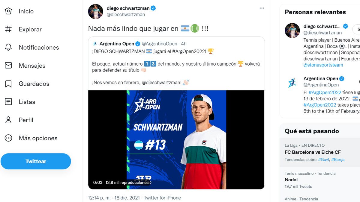 Schwartzman y una excelente noticia de cara al 2022