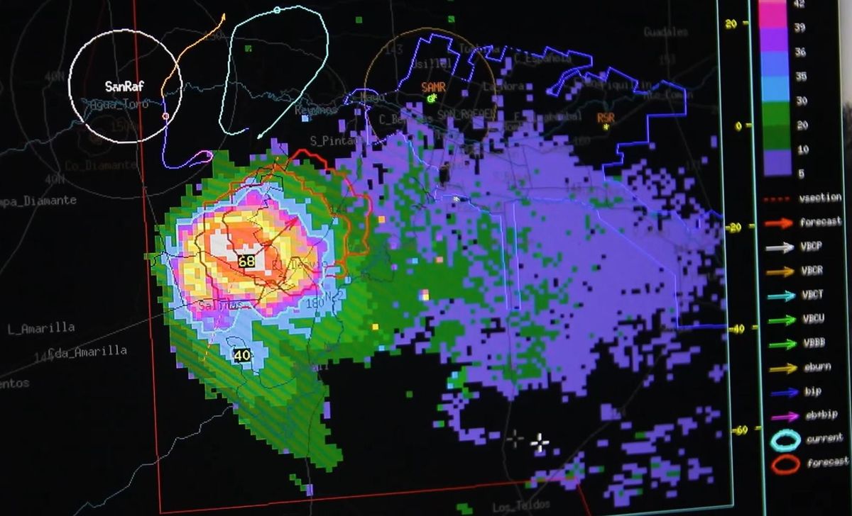 Así registraba el radar de la Lucha Antigranizo el núcleo de la tormenta en San Rafael