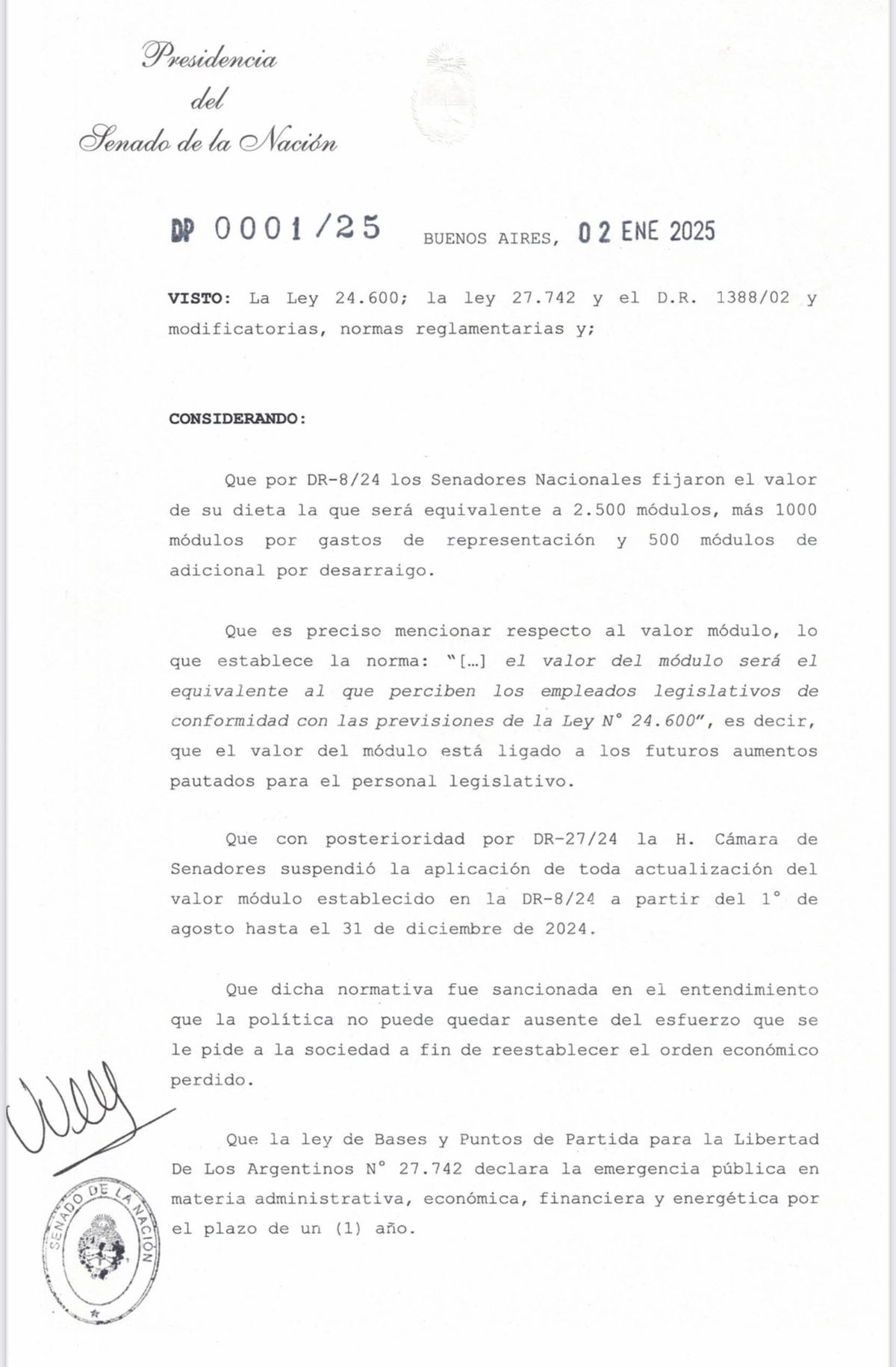 Los argumentos de la vicepresidenta Victoria Villarruel para decretar el congelamiento de las dietas de los senadores nacionales Los argumentos de la vicepresidenta Victoria Villarruel para decretar el congelamiento de las dietas de los senadores nacionales
